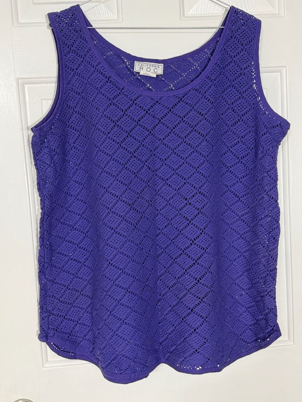 Vintage Crochet California ROC Purple Sleeveless boho Tank Top One Size